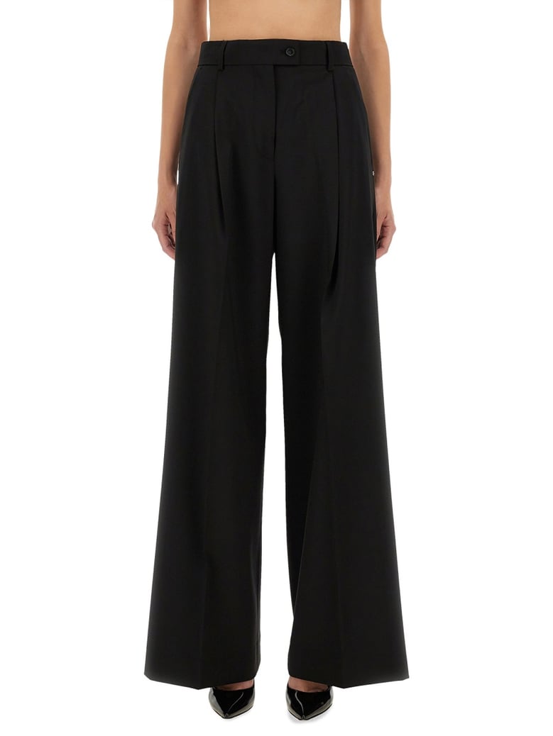 pants in black virgin wool by Selfnex