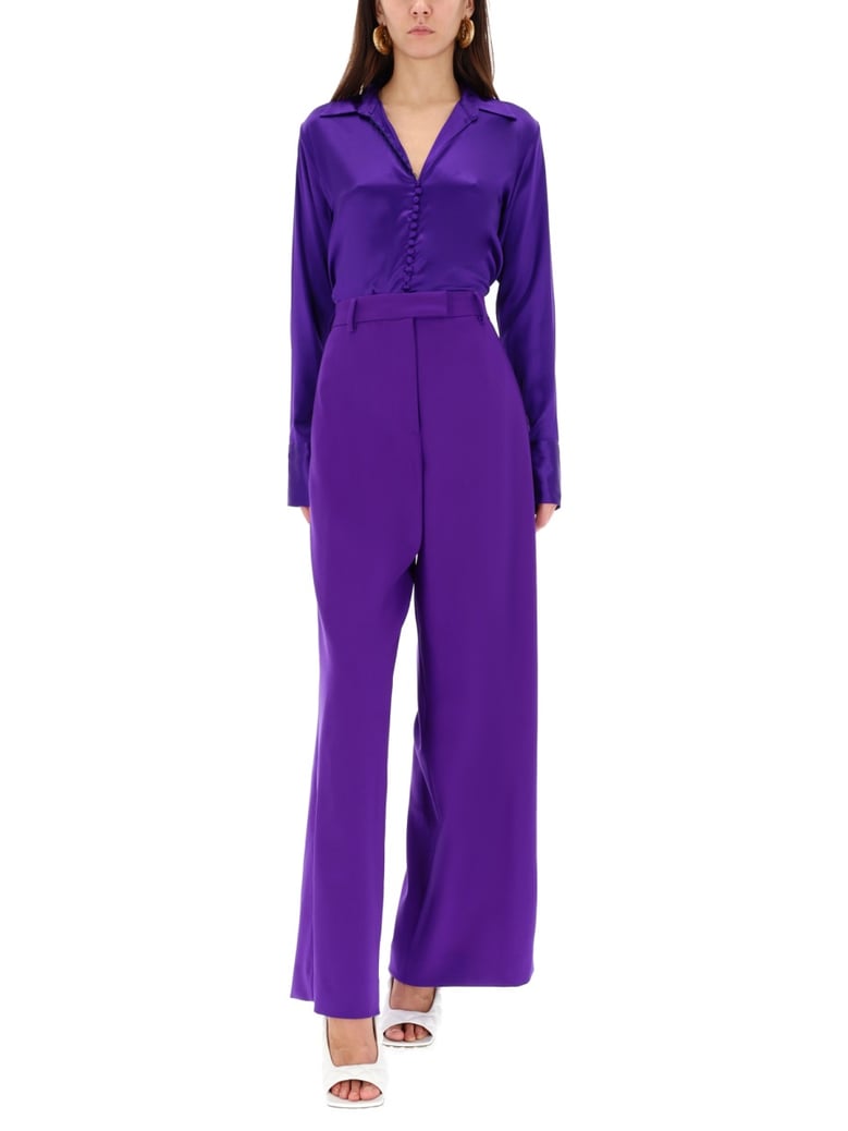 pants in purple wool blend by Selfnex