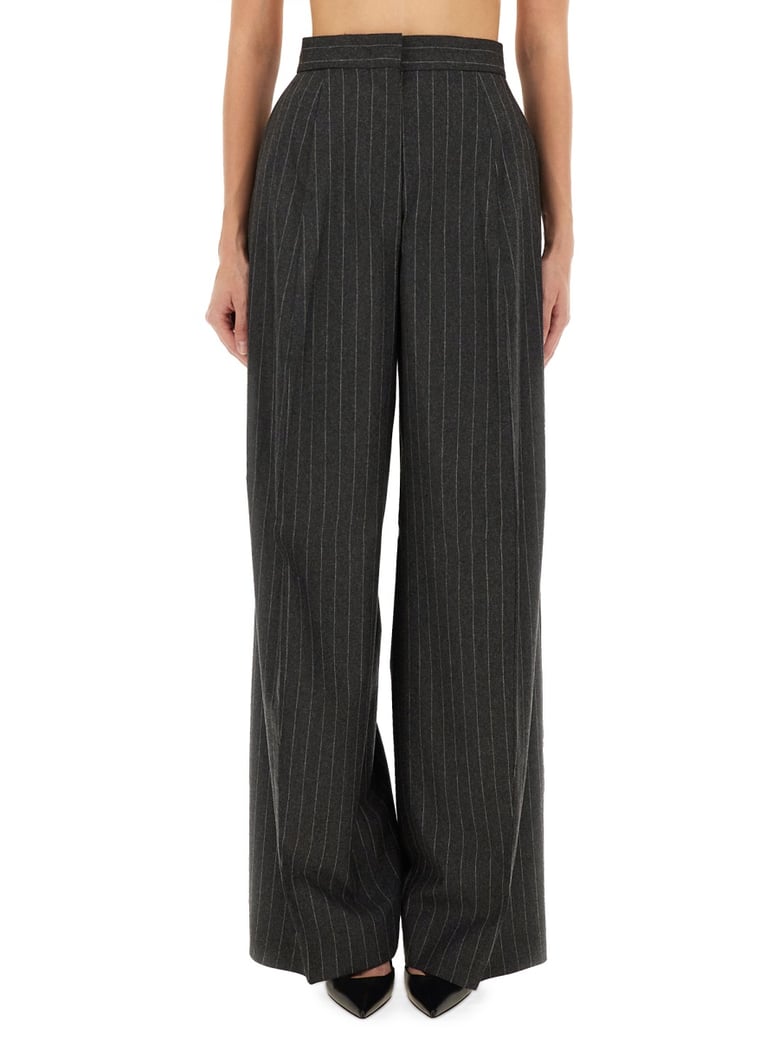 wide leg pants in charcoal by Selfnex