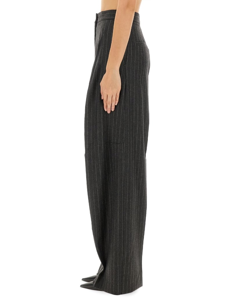 wide leg pants in charcoal by Selfnex