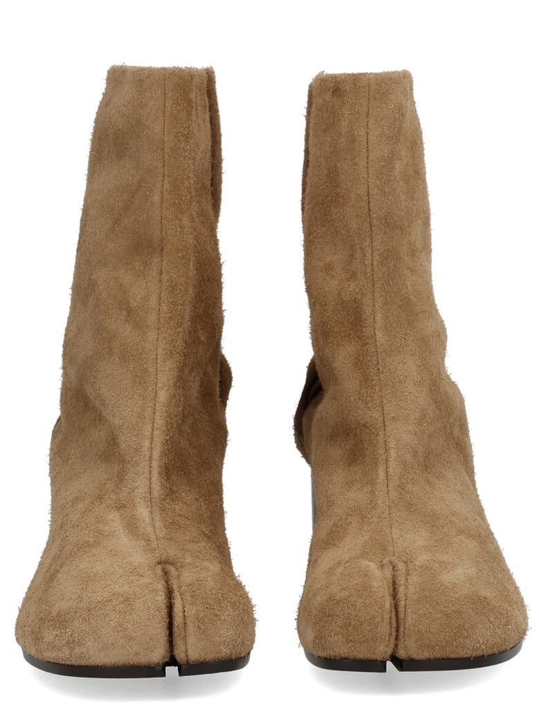 brown leather tab boots by Selfnex