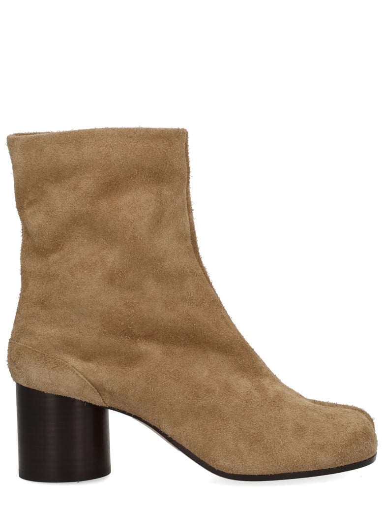 brown leather tab boots by Selfnex