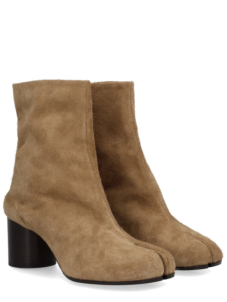 brown leather tab boots by Selfnex