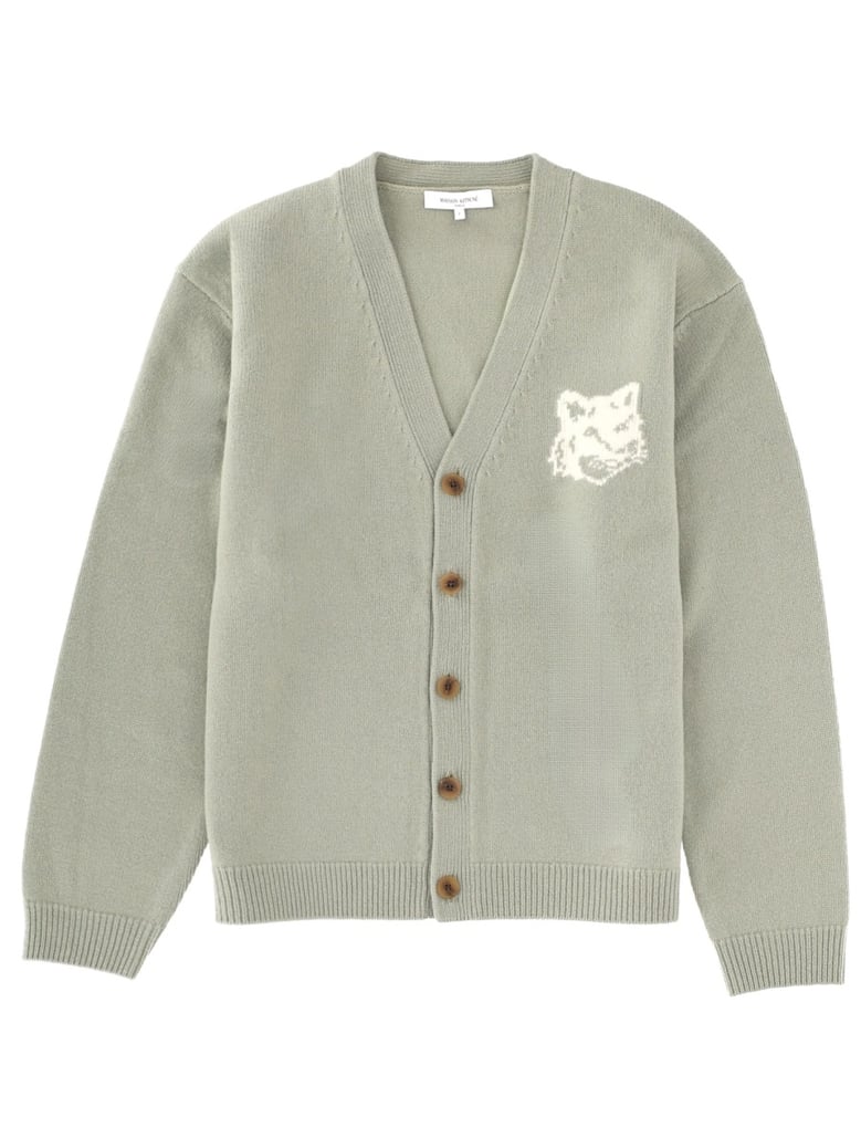 cardigan in green merino extrafine wool by Selfnex