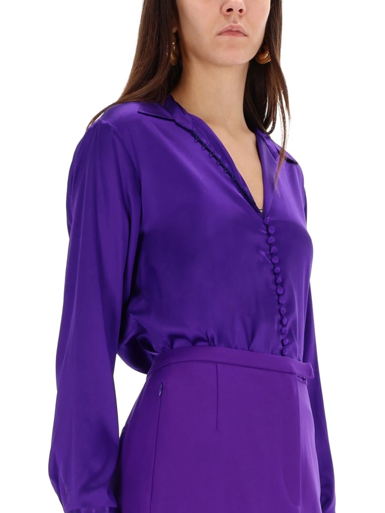 silk shirt in purple by Selfnex