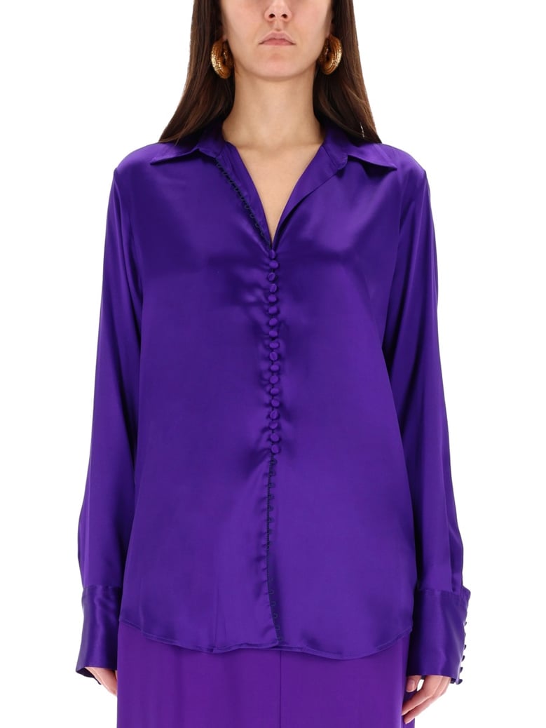 silk shirt in purple by Selfnex