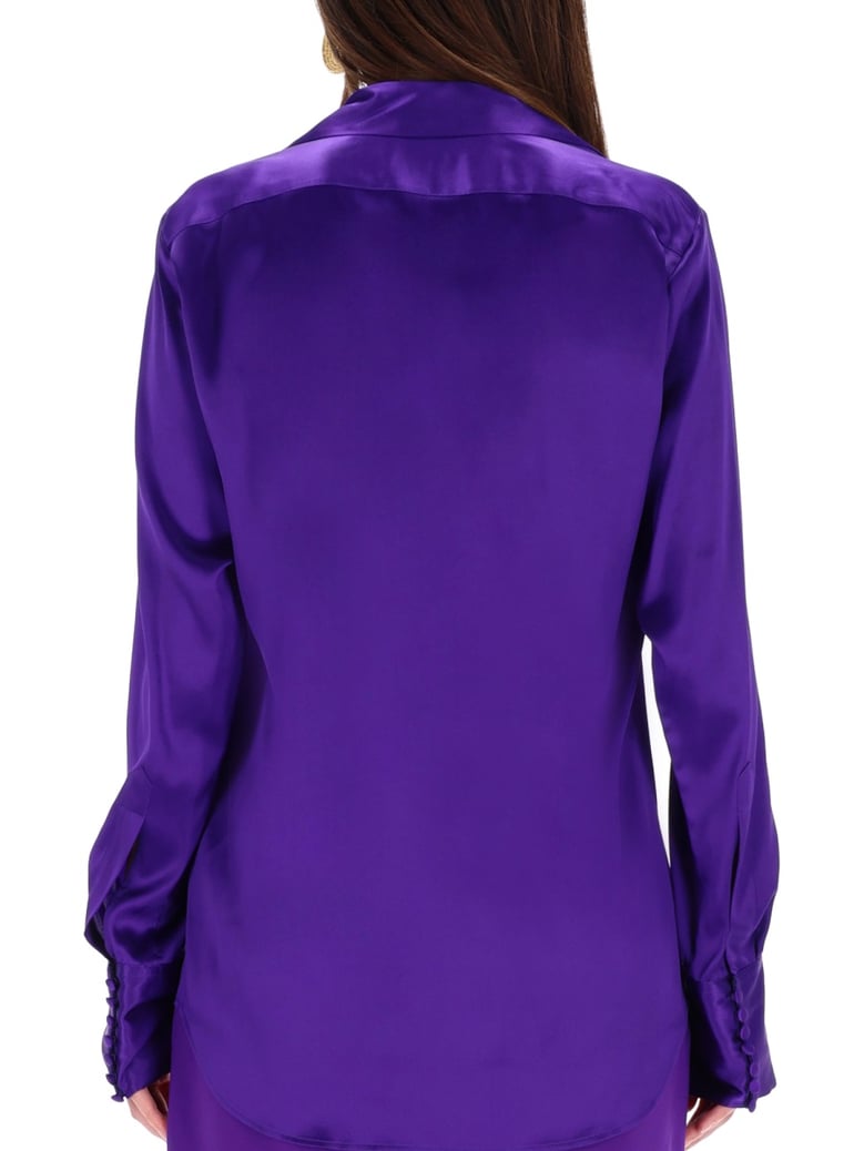 silk shirt in purple by Selfnex