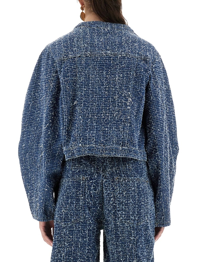 round sleeve jacket in blue by Selfnex