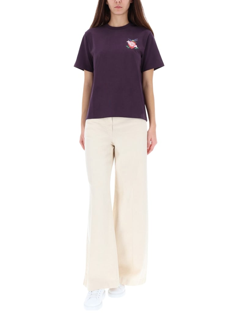purple t-shirt with print by Selfnex