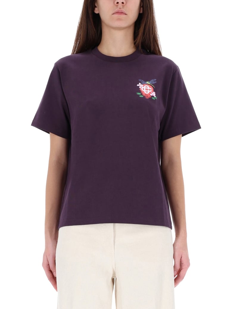 purple t-shirt with print by Selfnex