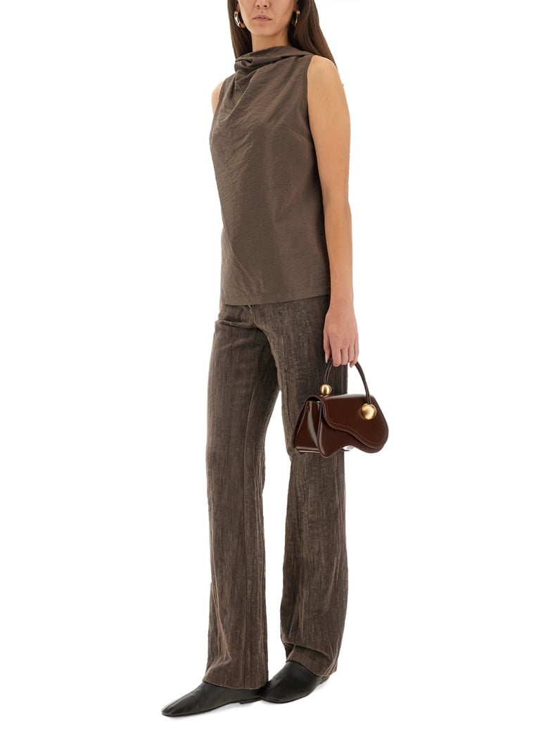 velvet "crinkle" slim pants by Selfnex