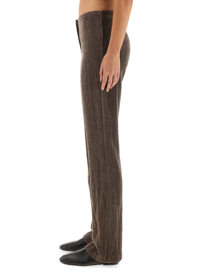velvet "crinkle" slim pants by Selfnex