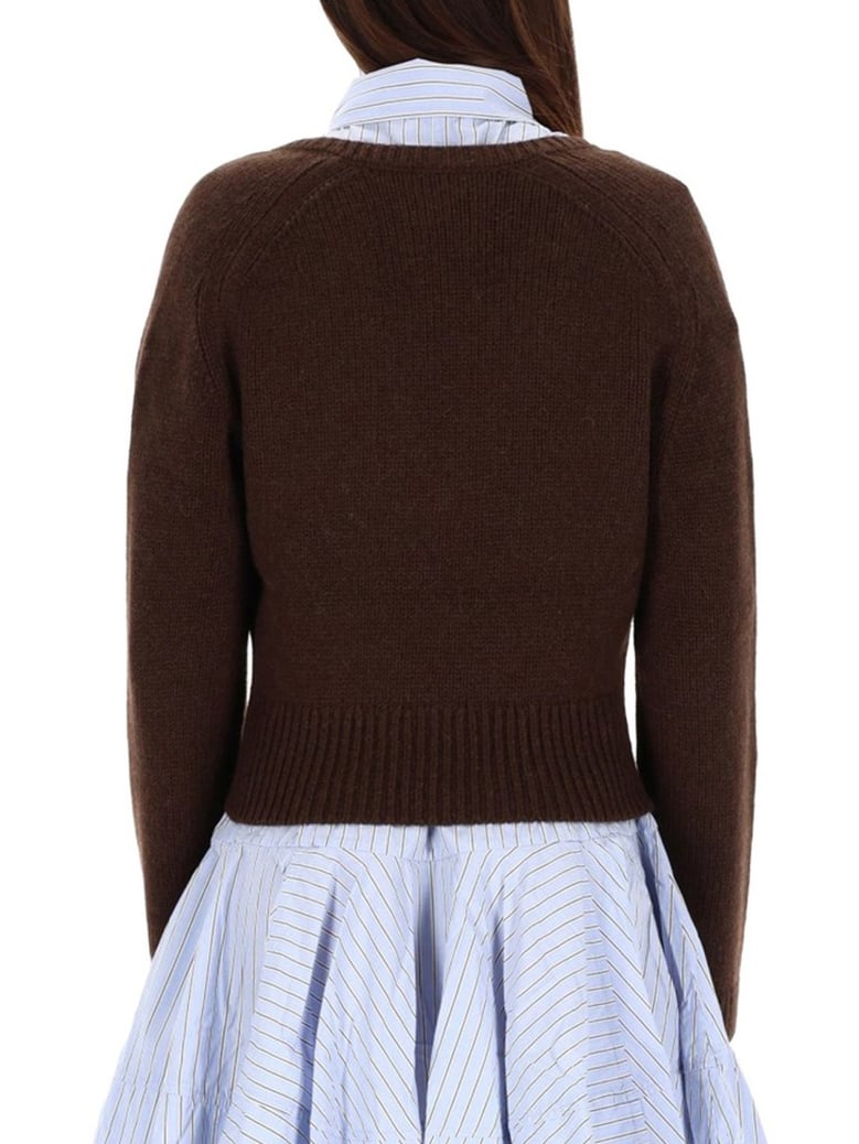 v-neck sweater in brown by Selfnex