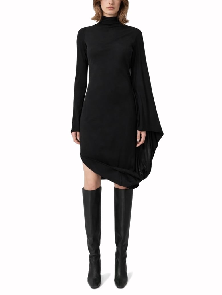 asymmetrical dress in black by Selfnex