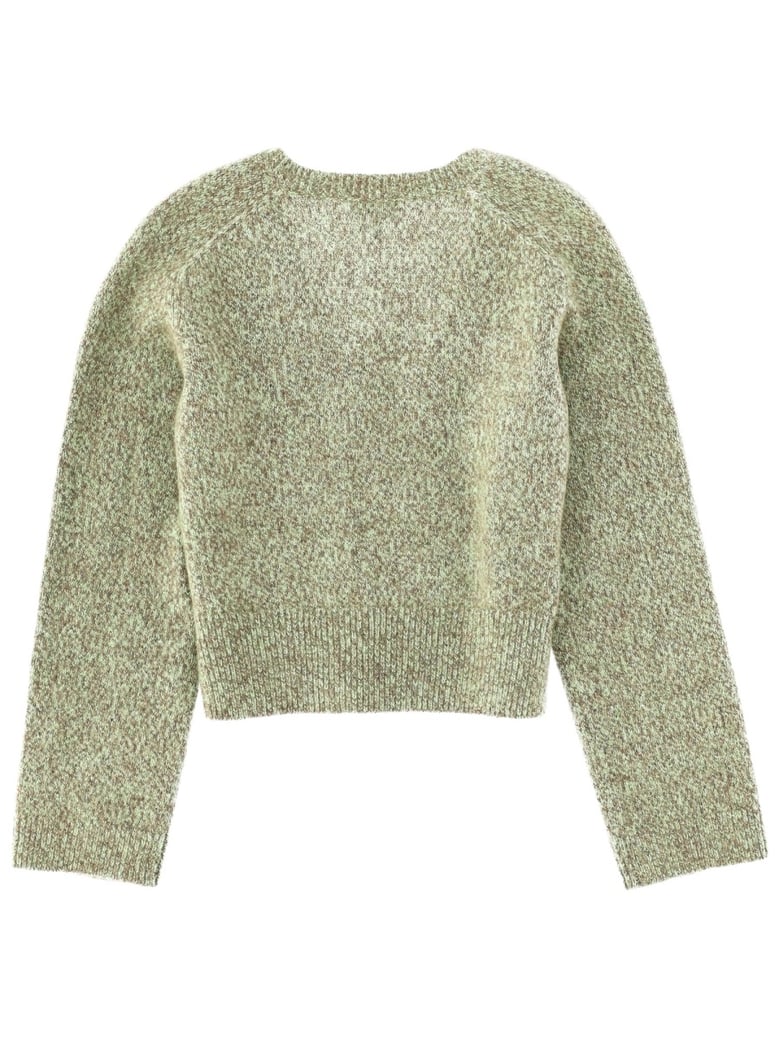 v-neck sweater in green by Selfnex