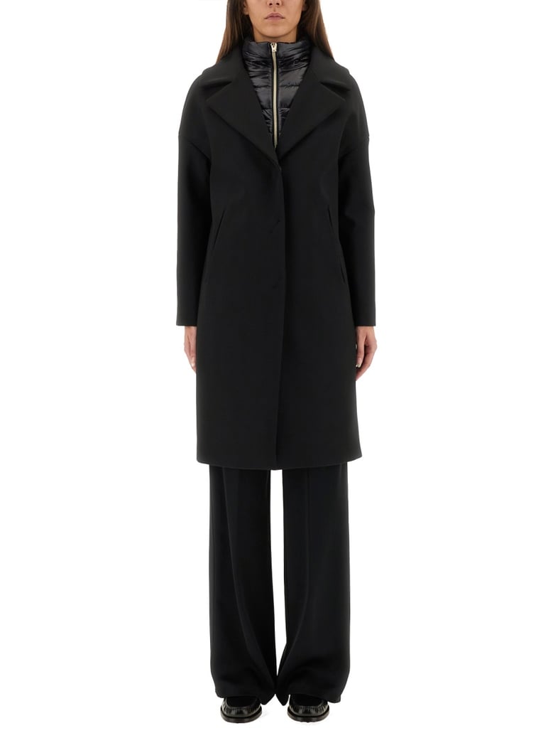 wool coat with technical bib by Selfnex