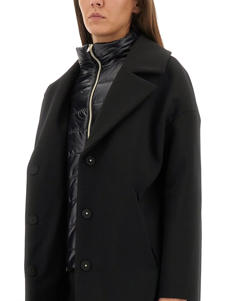 wool coat with technical bib by Selfnex