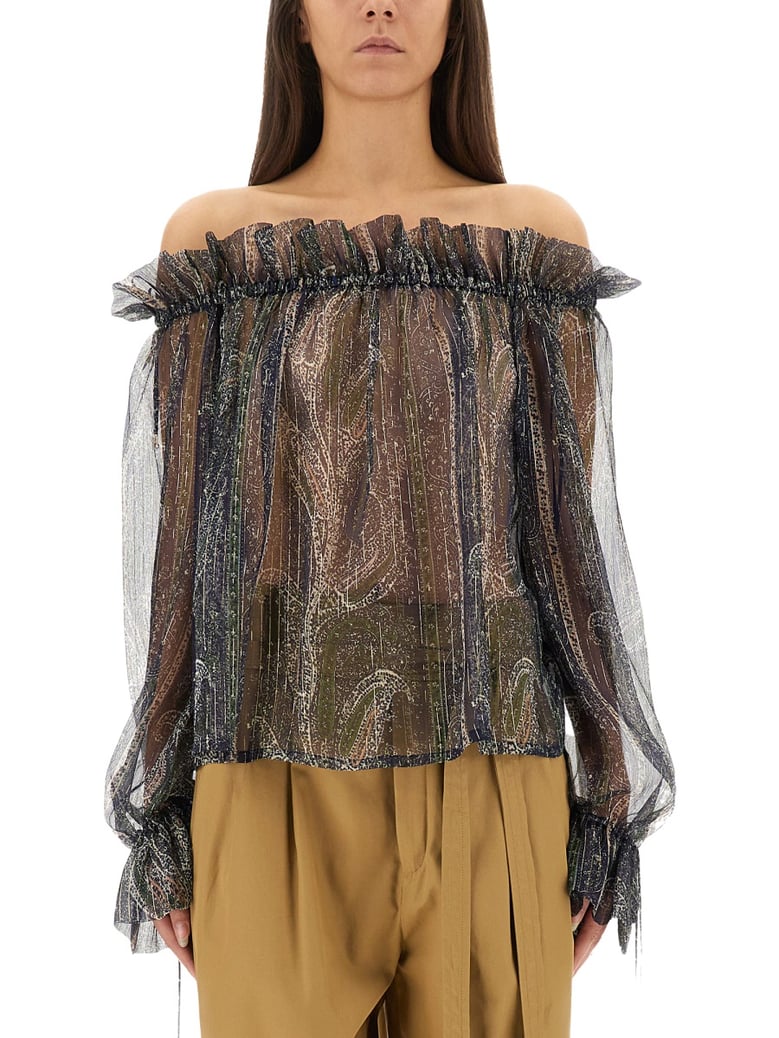 lurex silk creponne top by Selfnex