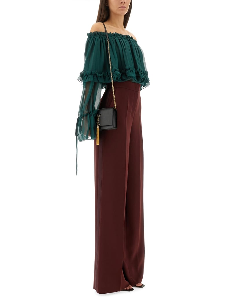silk top in green by Selfnex
