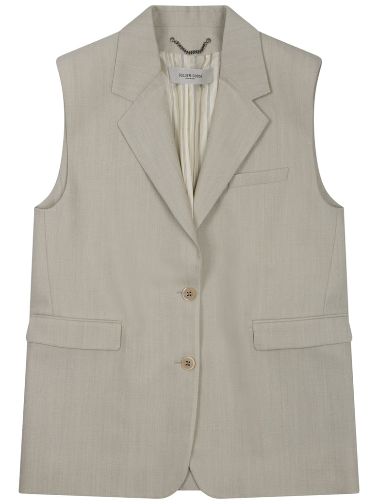 beige wool vest by Selfnex