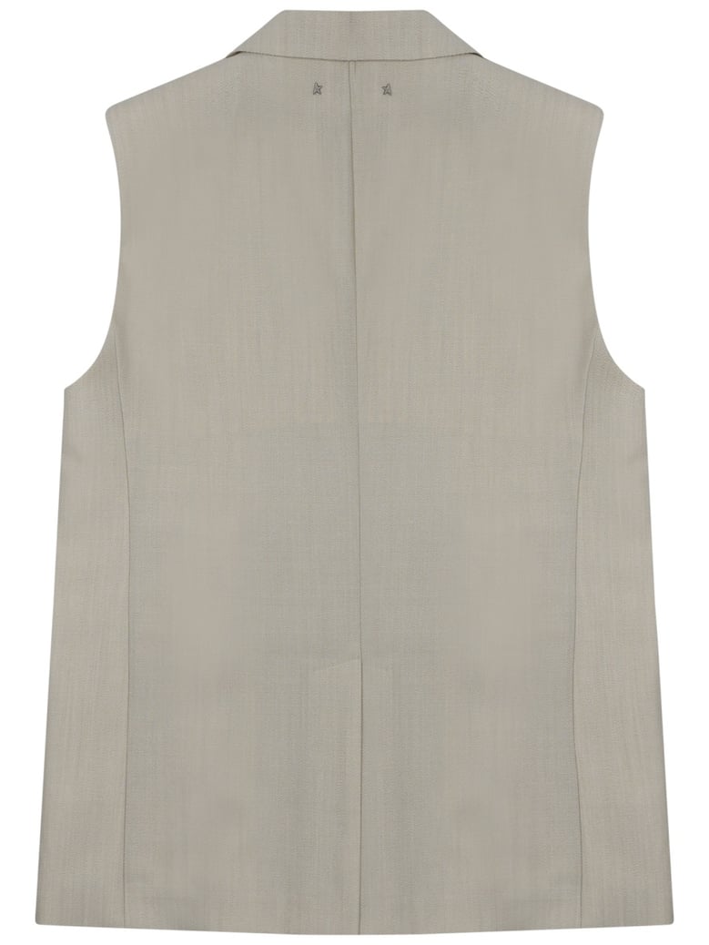 beige wool vest by Selfnex
