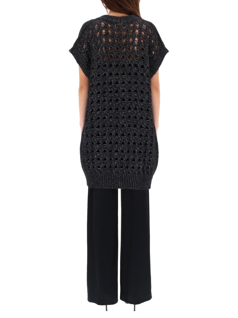black vest with perforated workmanship by Selfnex