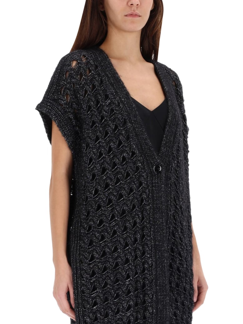 black vest with perforated workmanship by Selfnex