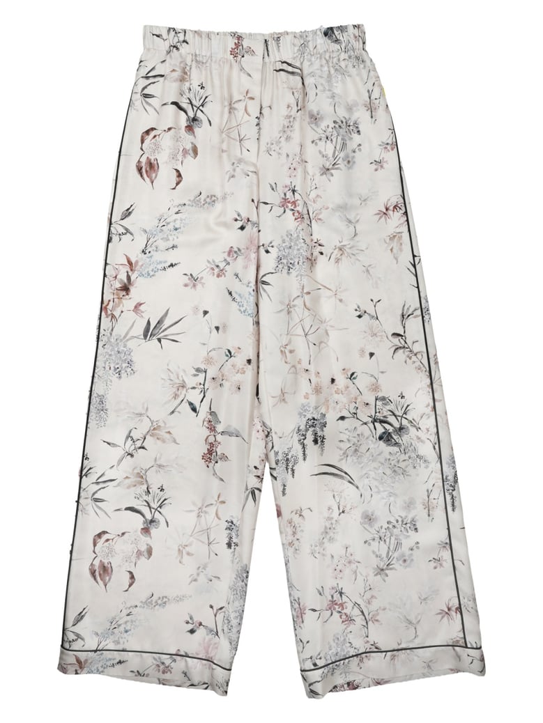 printed silk trousers white by Selfnex