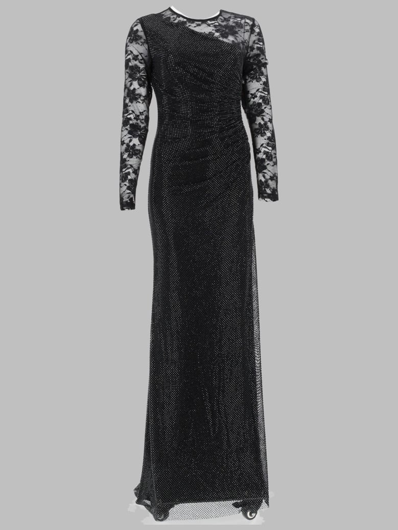 long dress with lace sleeve black by Selfnex