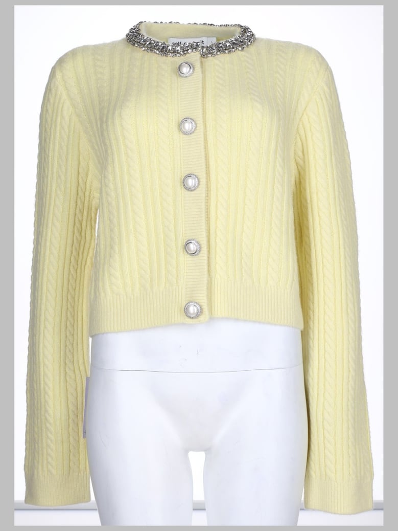 cardigan with pearls & rhinestones - yellow by Selfnex