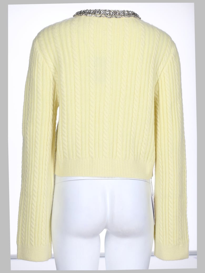 cardigan with pearls & rhinestones - yellow by Selfnex