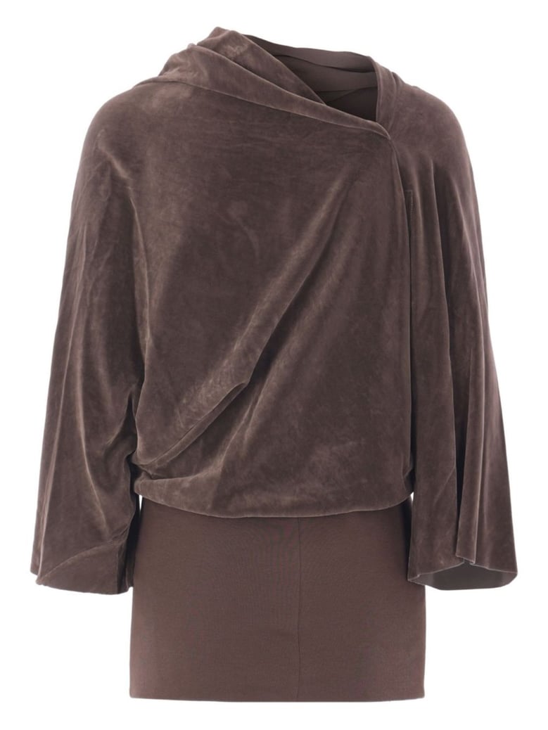 cylinder top in brown viscose-silk blend by Selfnex