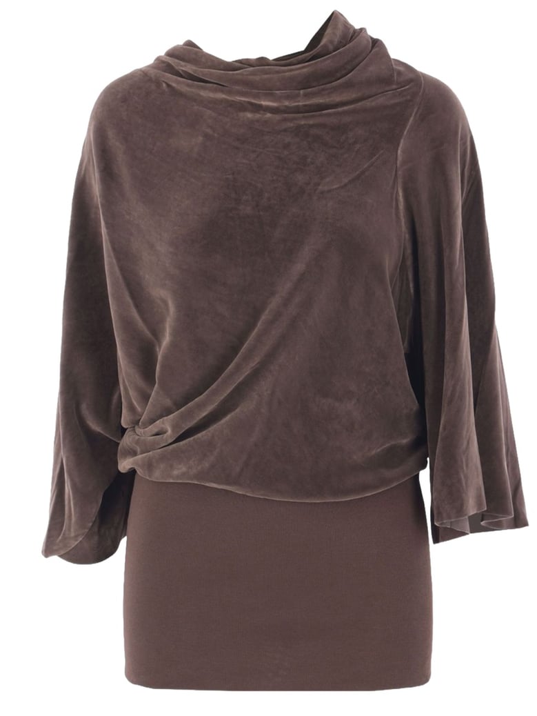 cylinder top in brown viscose-silk blend by Selfnex