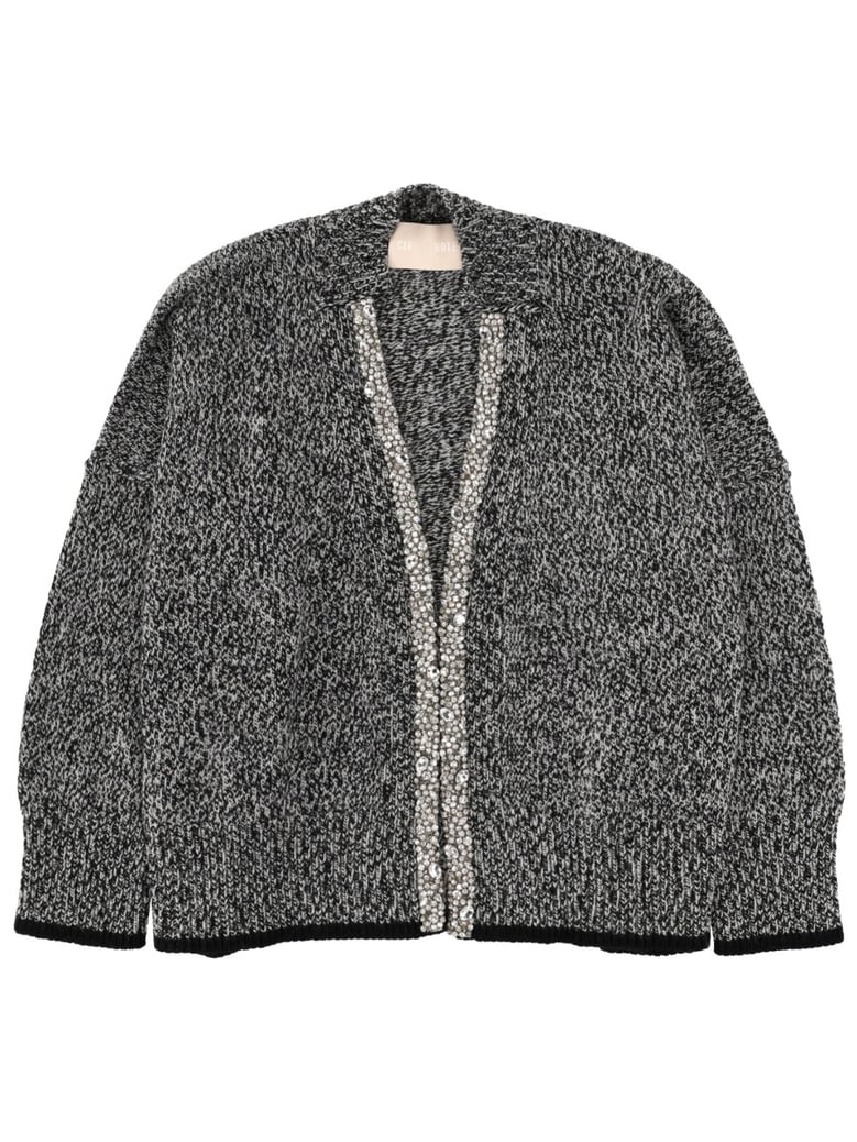 multi-colour cardigan with mouliné workmanship by Selfnex