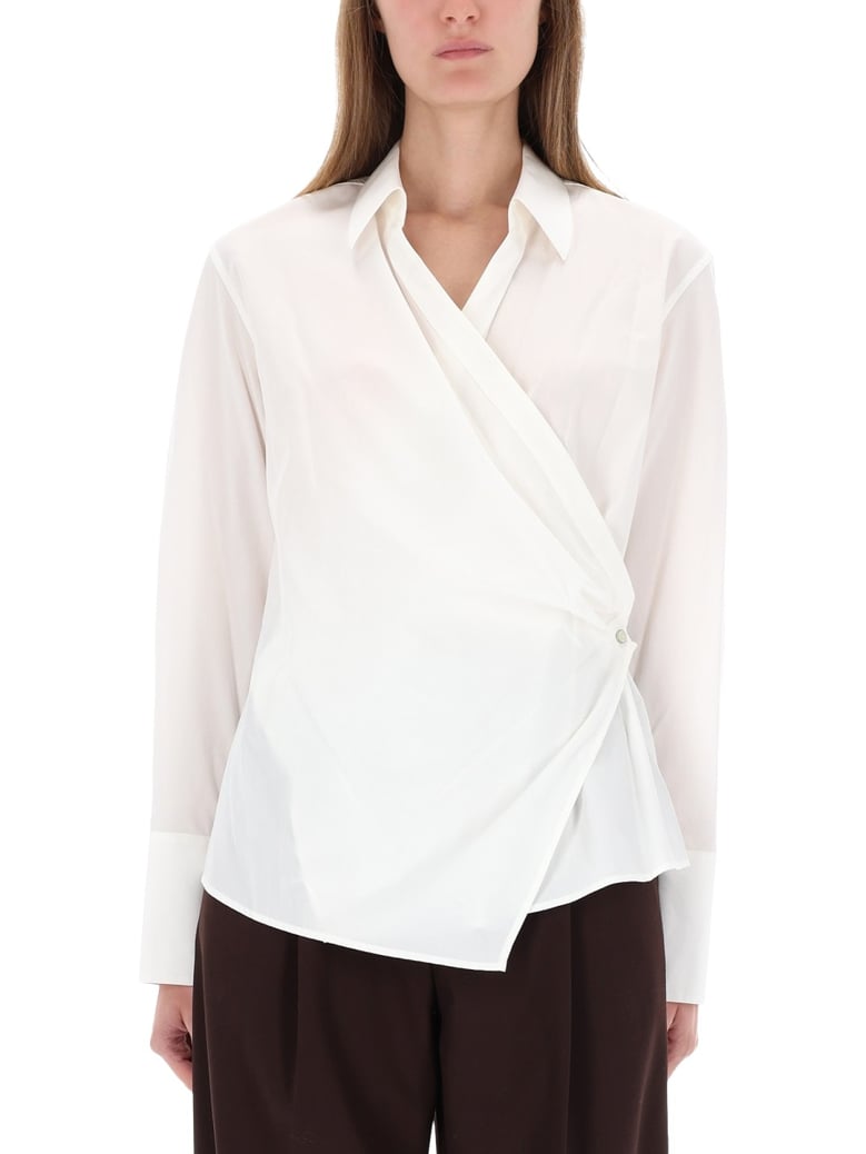 cotton wrap shirt by Selfnex