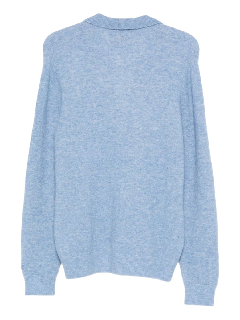 wool polo shirt in baby blue by Selfnex
