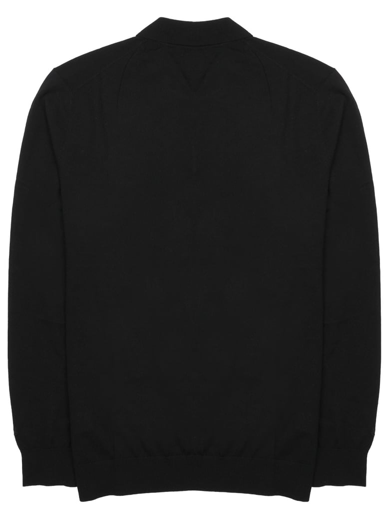merino sweater with polo collar black by Selfnex