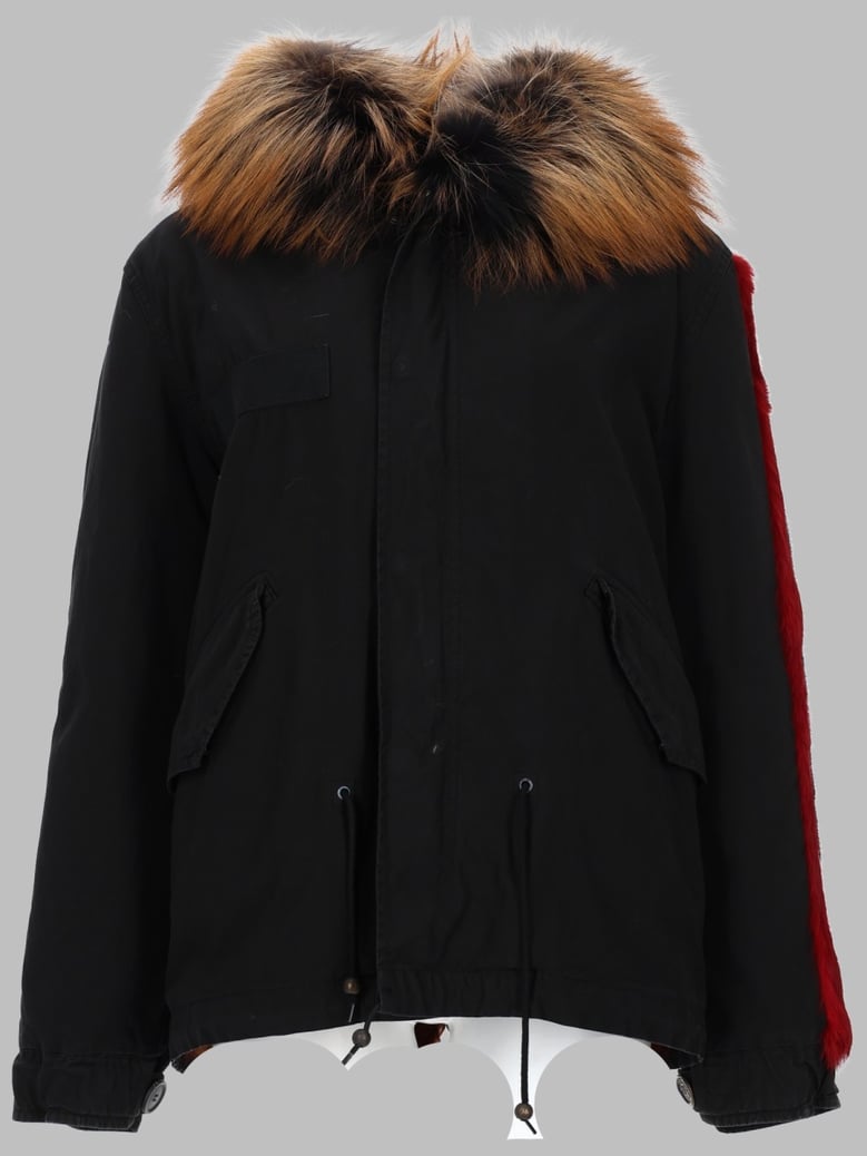 parka with fur inserts black by Selfnex