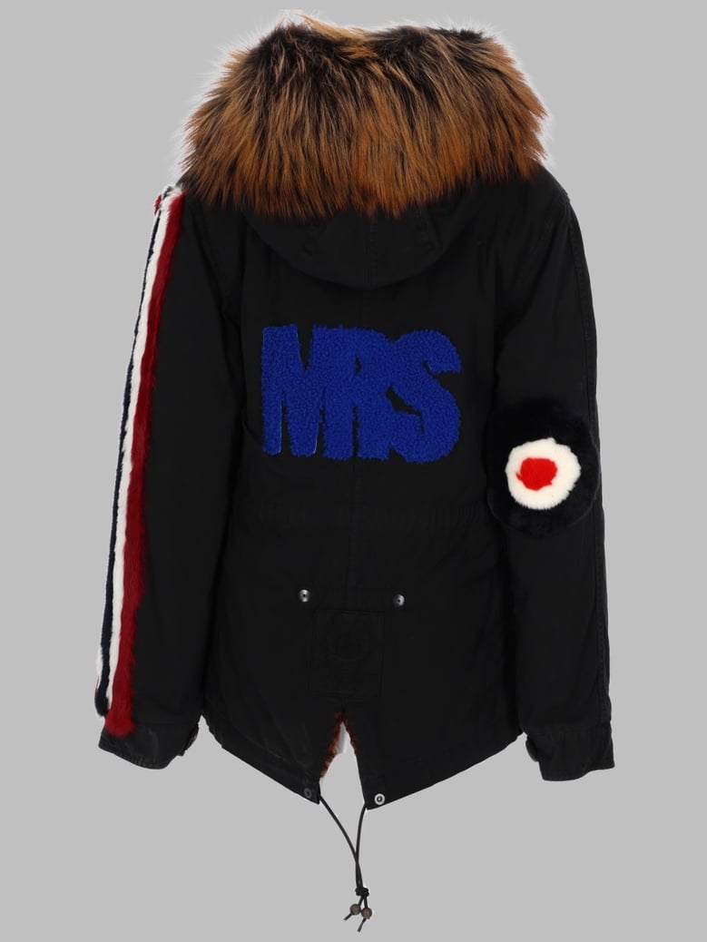 parka with fur inserts black by Selfnex