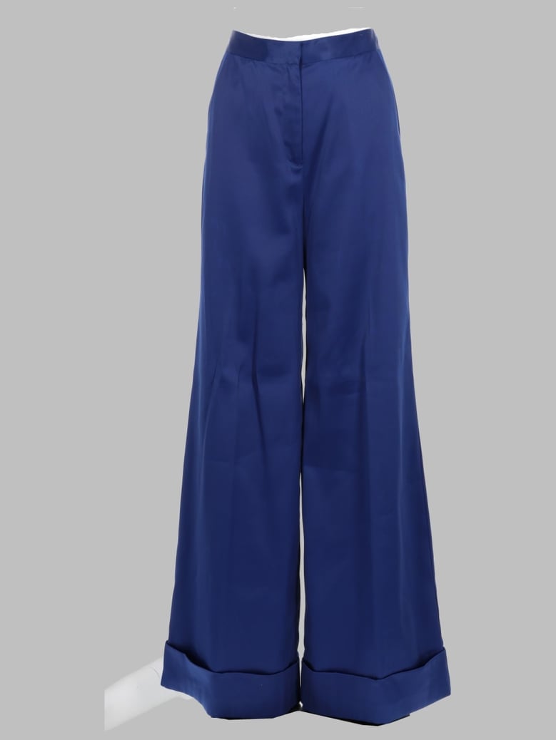 trousers wide-leg satin blue by Selfnex