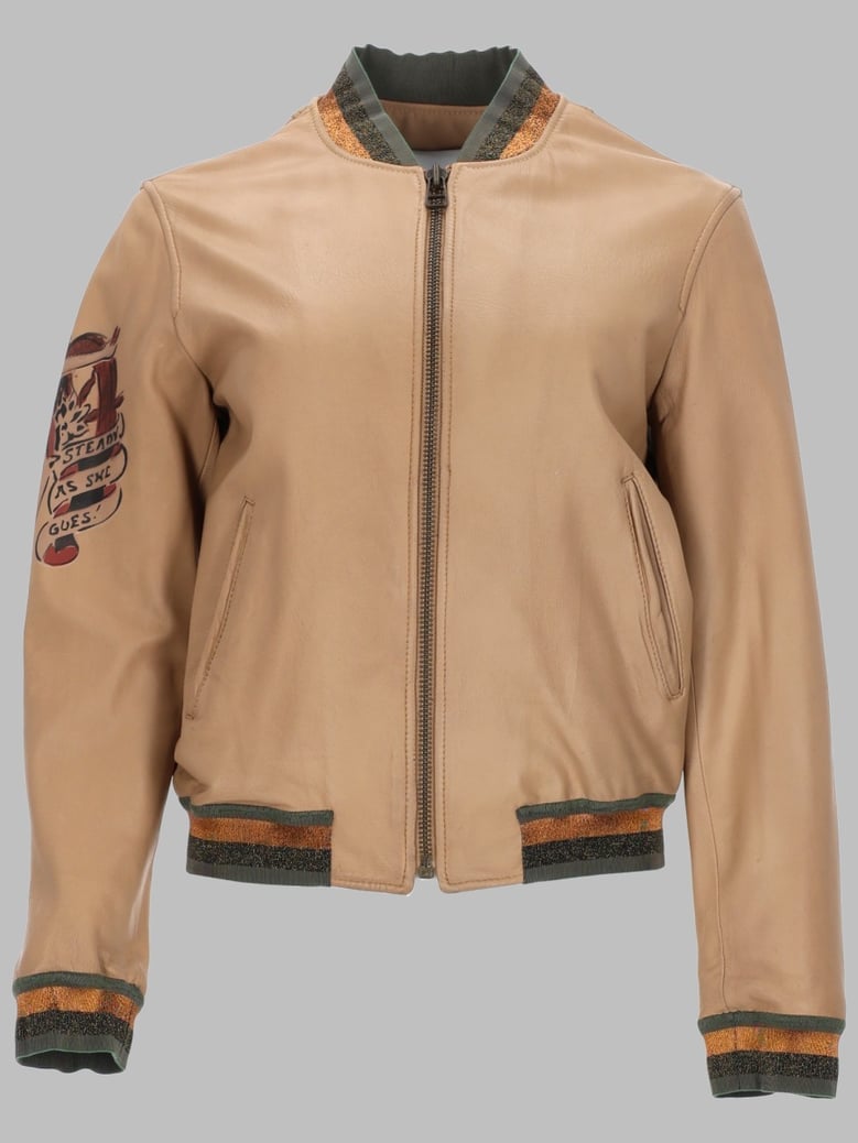 leather jacket beige by Selfnex