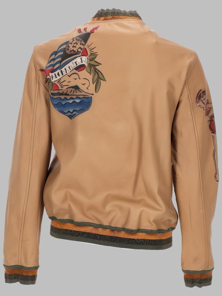 leather jacket beige by Selfnex
