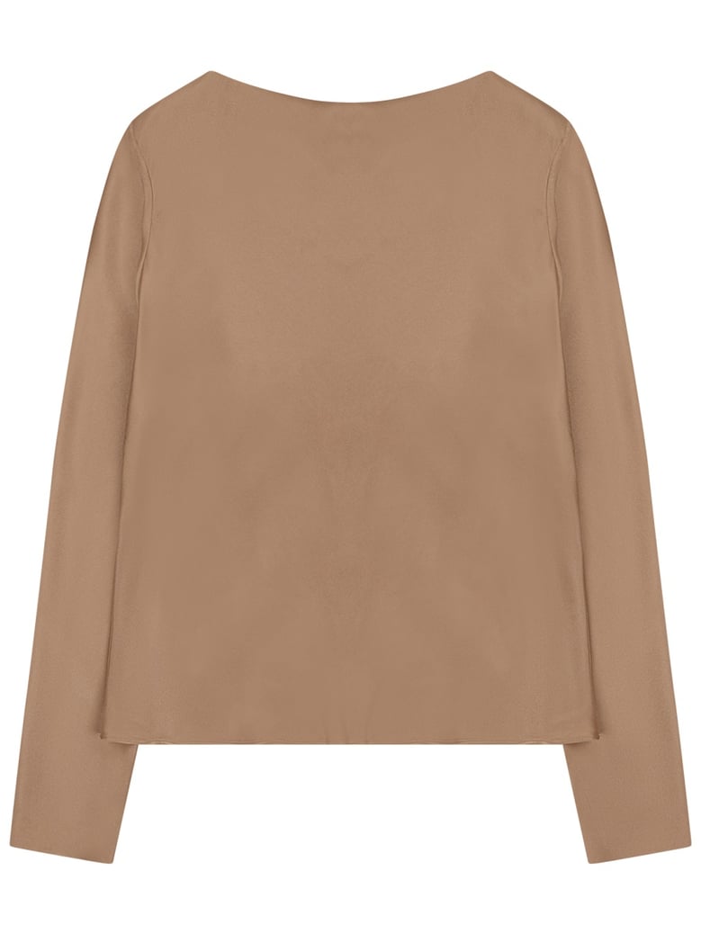 silk blend blouse in beige by Selfnex