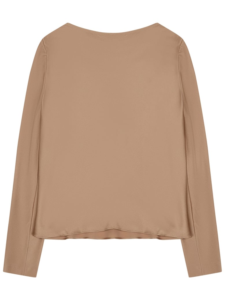 silk blend blouse in beige by Selfnex