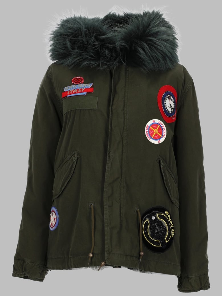 parka with hood and logo patch - green by Selfnex