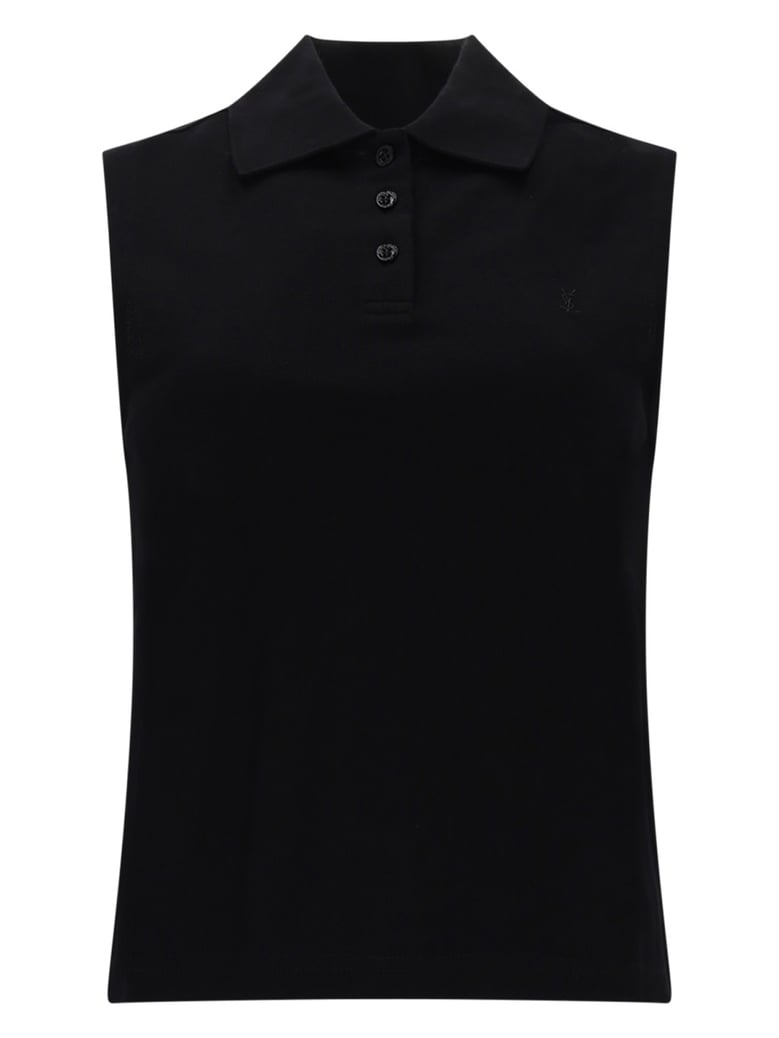sleeveless polo top black by Selfnex