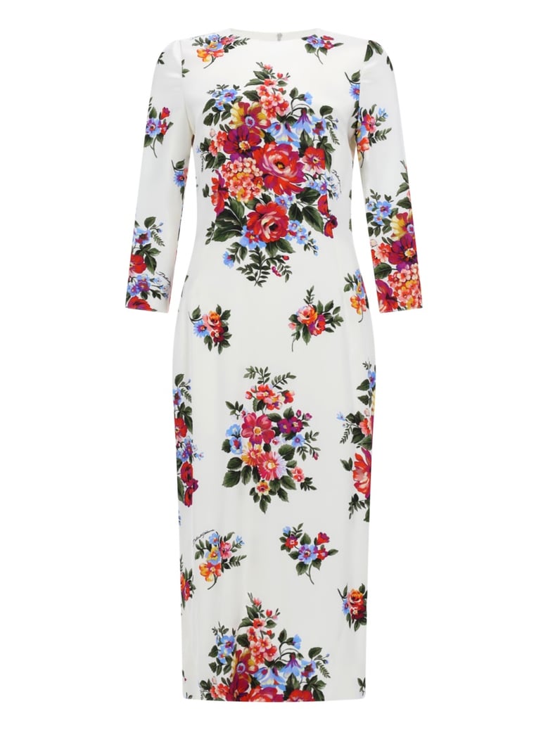 midi dress floral print white by Selfnex