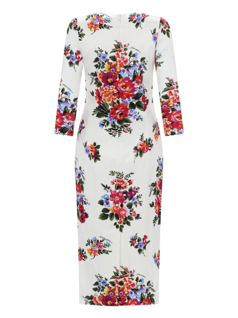 midi dress floral print white by Selfnex