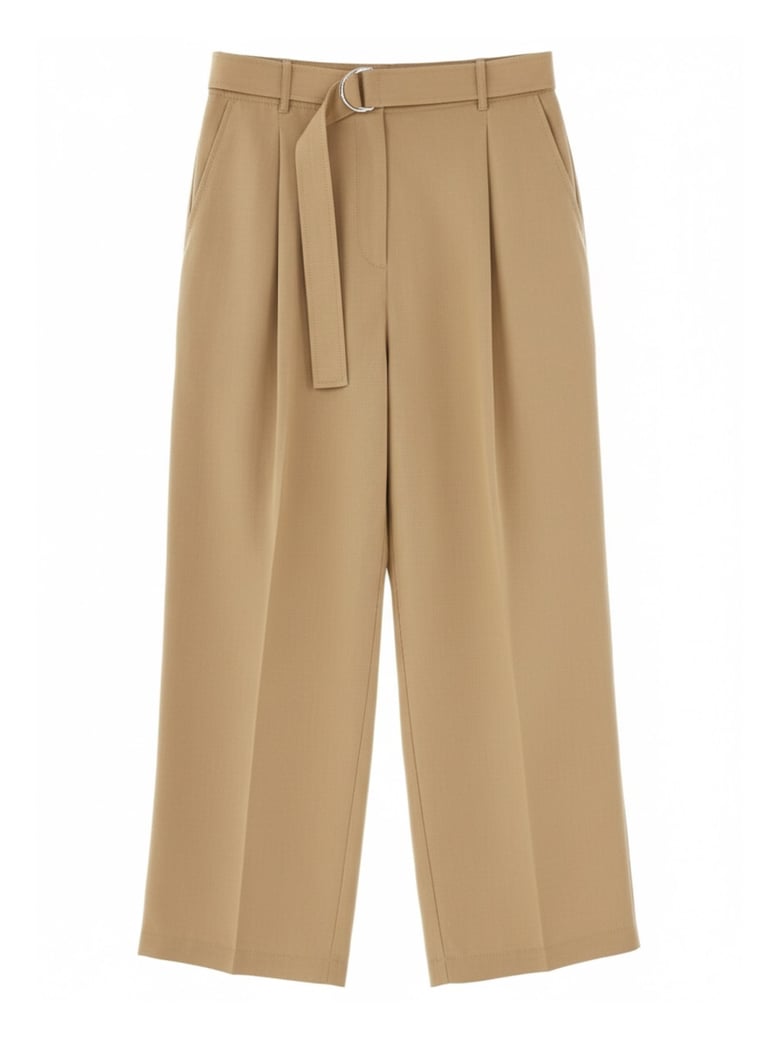 belted trousers in beige by Selfnex