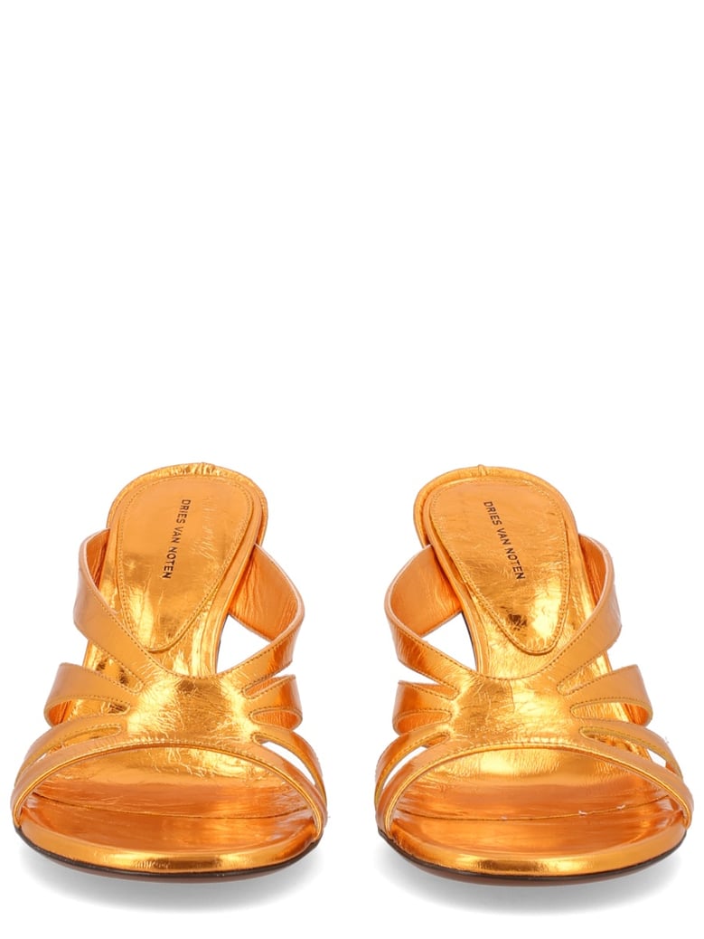 heeled sandals orange leather by Selfnex